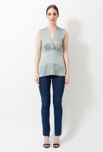 Céline Scallop Embroidered Satin Blouse - 2