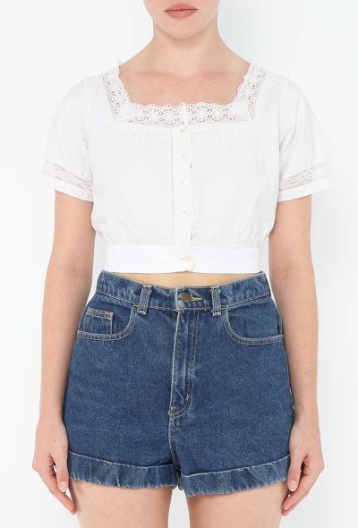 Antique Lace Trim Cotton Top - 2