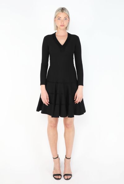 Alaïa 2009 Black Wool Flare Long Sleeve Dress - 2