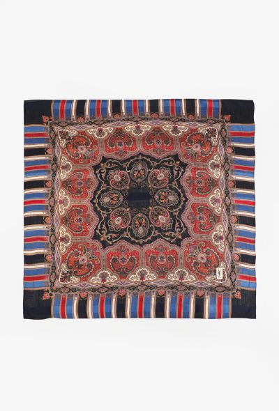 Saint Laurent Vintage Striped Paisley Scarf - 1
