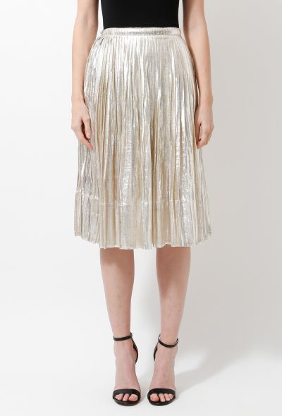 Jil Sander Silver Lamé Pleated Skirt - 2