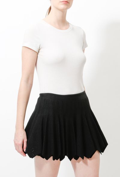 Alaïa Perforated Knit Pleated Skirt - 1