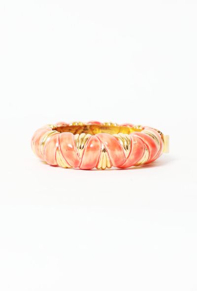 Kenneth Jay Lane Coral Ribbed Hinge Bracelet - 1