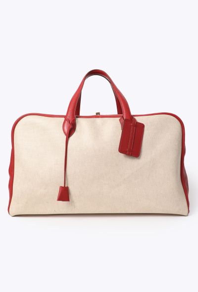 Hermès Vintage Toile H & Taurillon Clémence Victoria 50 - 1