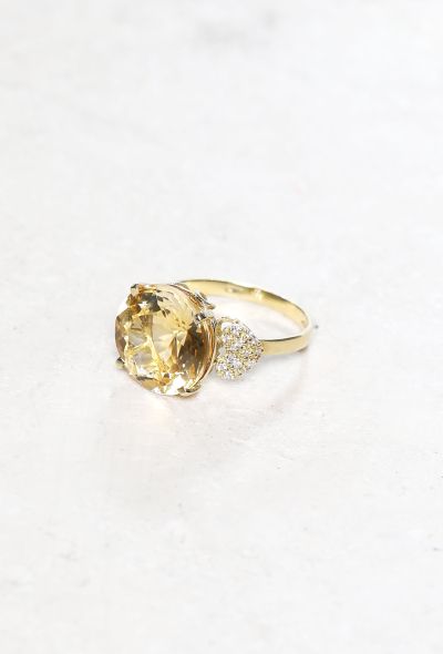 Vintage Fine Jewelry 18k Yellow Gold, Citrine & Diamond Ring - 2