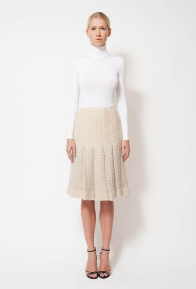 Vintage Beige Tweed Pleated Skirt - 1