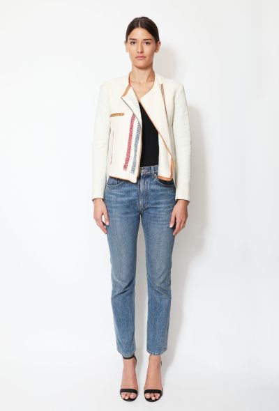 Céline Linen Leather Zip Jacket - 2