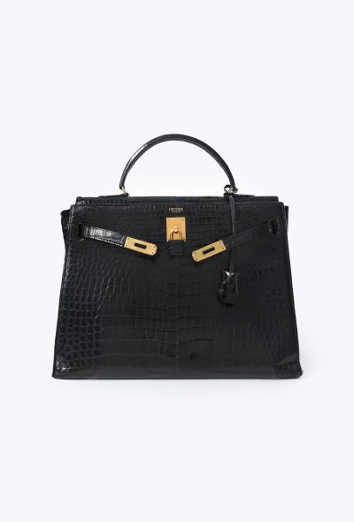 Hermès Rare 1970  Black Porosus Kelly Sellier 35 - 2