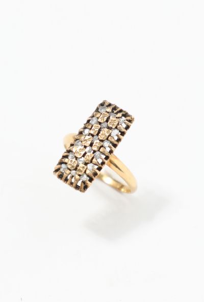 Vintage Fine Jewelry 18k Yellow Gold & Diamond Rectangular Ring - 1