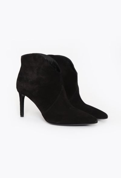 Saint Laurent Suede Stiletto Ankle Boots – Black - 2