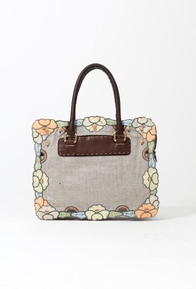 Fendi Floral Leather & Canvas Bag - 1