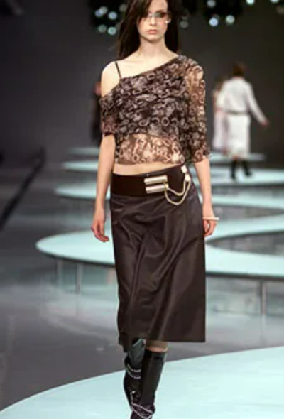 Chanel S/S 2002 Leather Chainlink Bolt Belt - 2