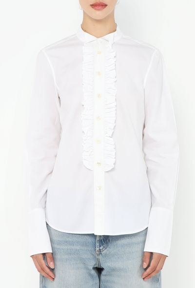 Saint Laurent 2014 Ruffled Poplin Bib Shirt - 2