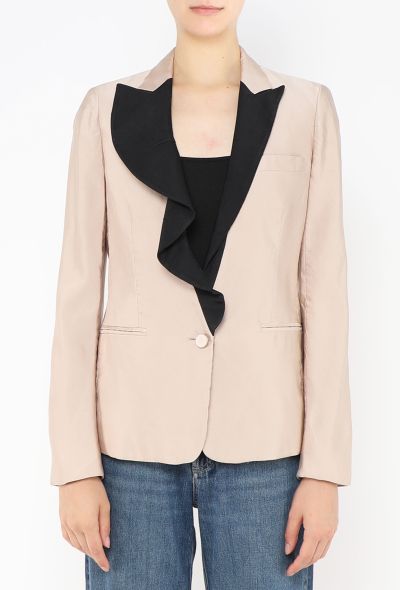 Valentino Ruffled Silk Smoking Blazer - 1