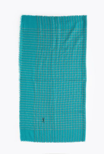 Saint Laurent Vintage Checkered Lamé Scarf - 2