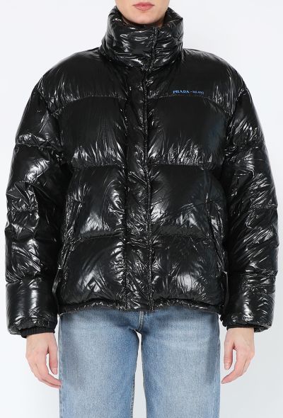 Prada 2018 Cropped Drawstring Nylon Down Jacket - 1