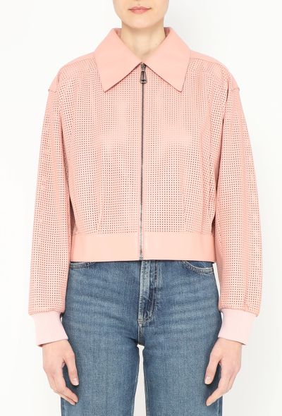 Fendi 2019 Perforated Leather Bomber Jacket - 1