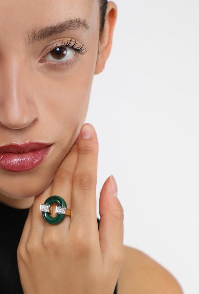 Vintage Fine Jewelry Vintage Abstract 14K Yellow Gold & Malachite Ring - 2
