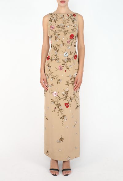 Oscar De La Renta Embroidered Silk Column Dress, 2001 - 2