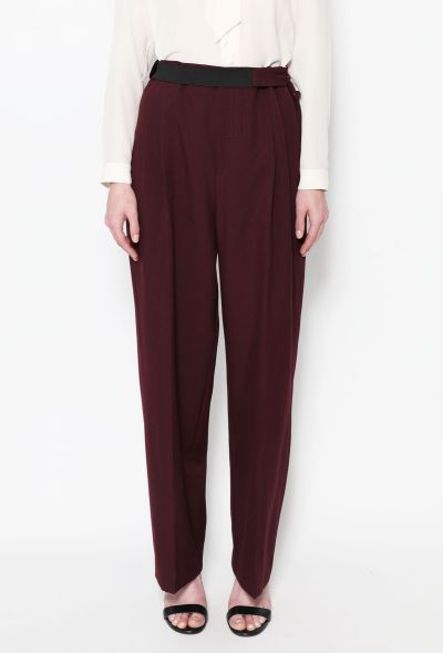 Céline Burgundy Belted Trousers - 2