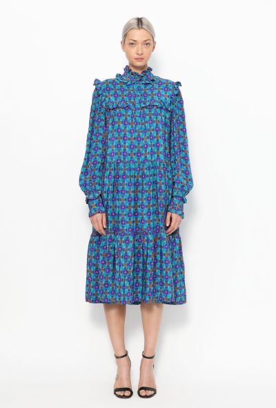 Saint Laurent RARE F/W 1980 Printed Smock Dress Blue - 1