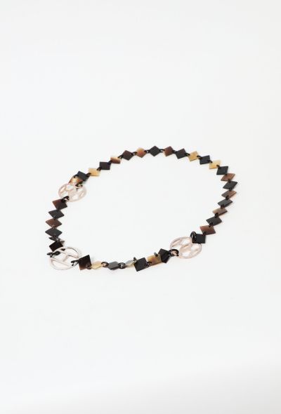 Hermès 'Lena' Lacquered Horn Necklace - silver medallion - 2