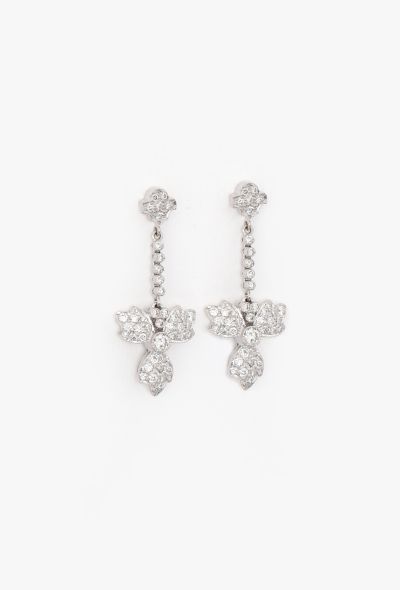 Vintage Fine Jewelry 18k White Gold & 2 Carats Diamond Clover Earrings - 2