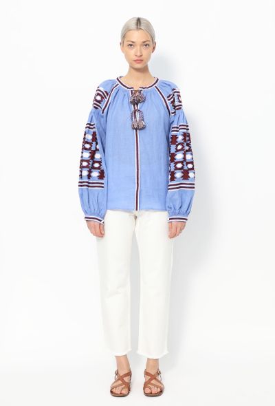 Vita Kin Embroidered Blue Linen Tunic - 2