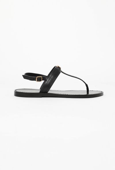 Céline Leather Triomphe Sandals Black - 1