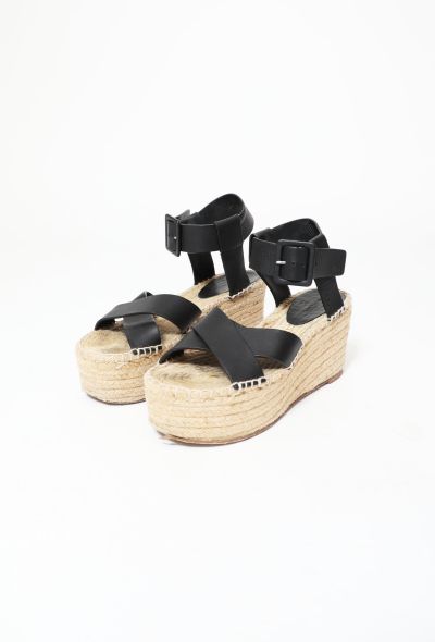 Céline Leather Strap Espadrille Platforms - 2