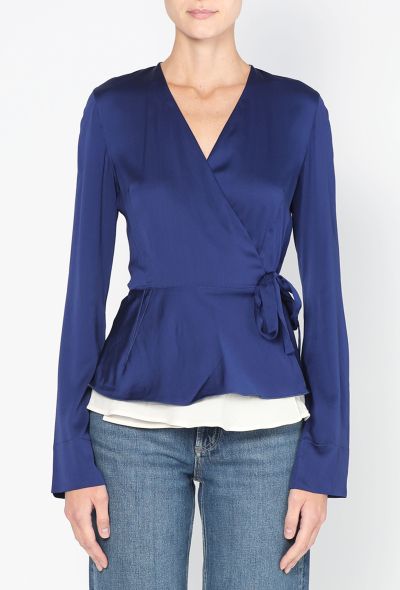 Céline Charmeuse Silk Wrap Blouse - 1