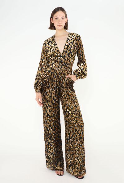 Valentino 2019 Brocade Leopard Chiffon Jumpsuit - 1