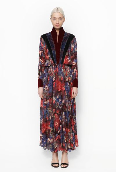 Bohemian Velvet Trim Dress - 1
