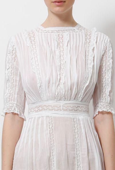 Pleated Ruffled Lace Dress - 2