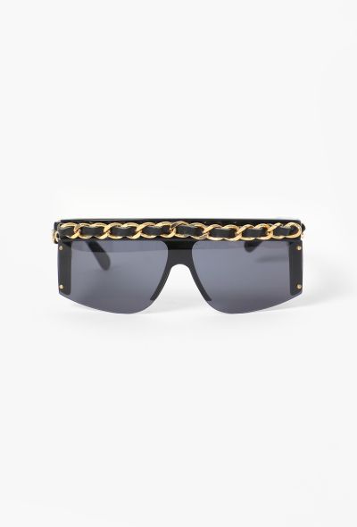 Chanel COLLECTOR F/W 1992 Leather Trim Sunglasses - 1