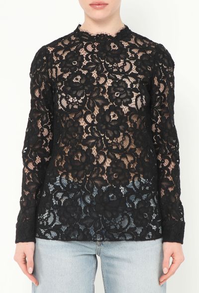 Saint Laurent Guipure Embroidered Lace Top - 1