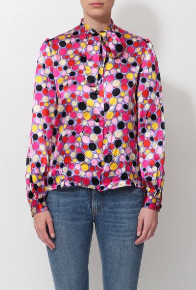 Givenchy 80s Graphic Lavallière Silk Blouse - 2