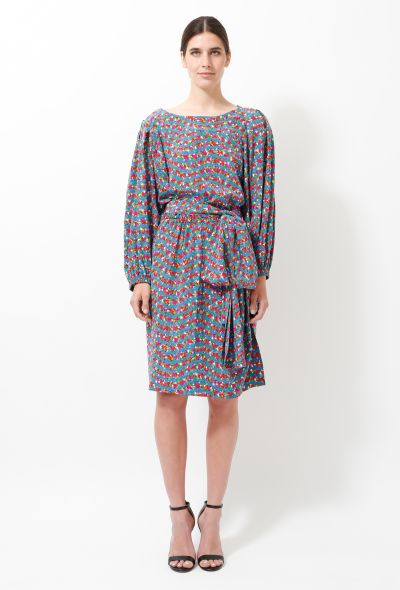Saint Laurent Vintage Belted Floral Dress - 1