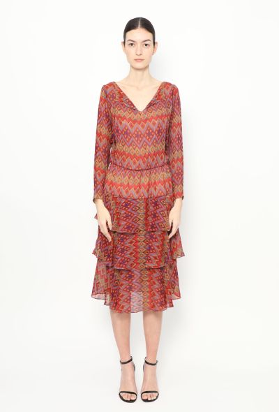 Abstract Tiered Silk Dress - 2