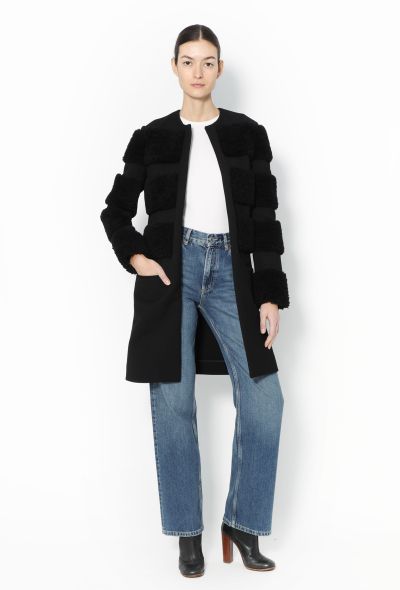 Céline Pre-Fall 2010 Black Shearling Coat - 1