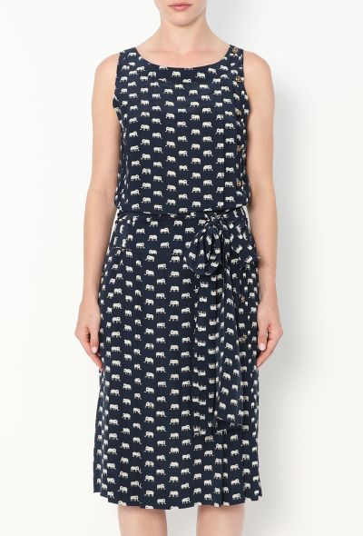 Chanel '80s Belted Silk 'CC' Trim Dress - 2