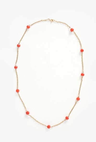 Vintage Fine Jewelry 18K Yellow Gold Mediterranean Coral Necklace - 1
