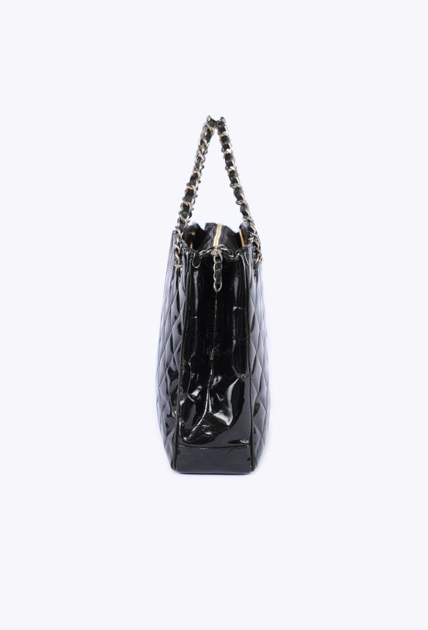 Chanel Patent Leather Quilted Tote, 1980s - 5