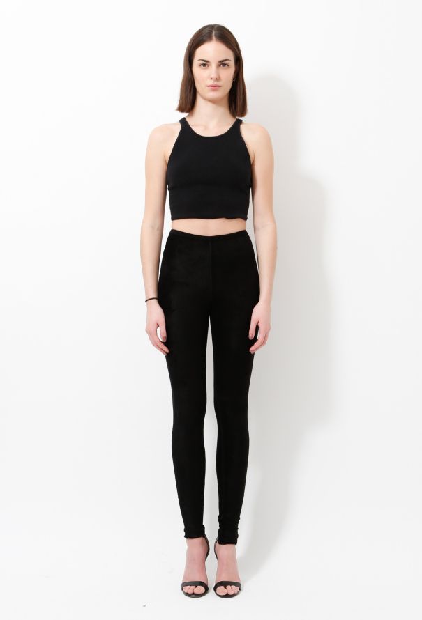 Alaïa Velvet Crochet Trim Leggings - 3