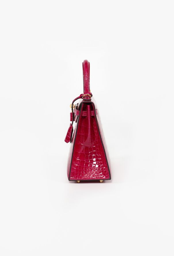 Hermès Exceptional Rose Pourprè Alligator Kelly Sellier 25 - 4