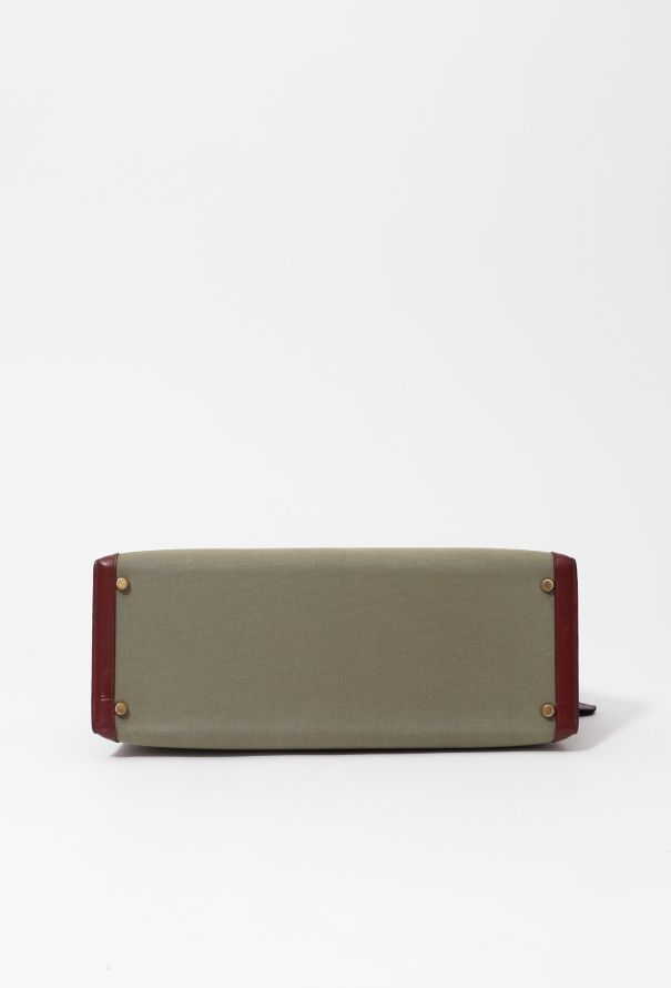 Hermès Exceptional 1994 Khaki Toile and Rouge H Box Kelly Sellier 35 - 10