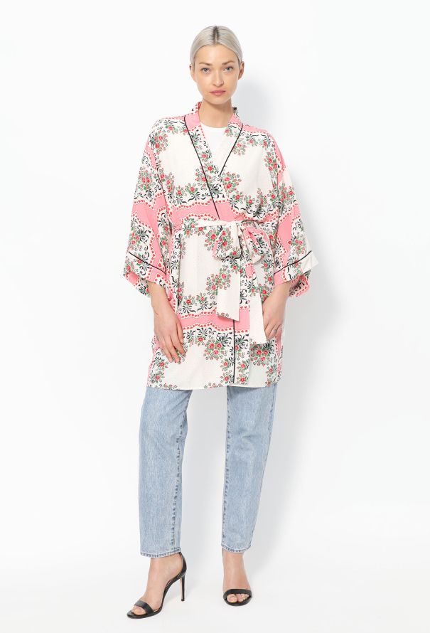 Rodarte 2020 Floral Belted Silk Kimono - 2