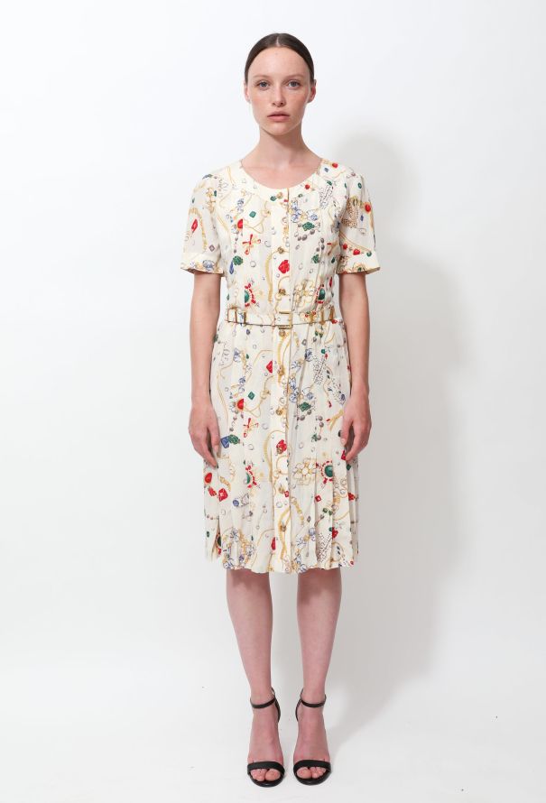 Chanel Rare '80s  Jewel Print Pleated Dress - 4