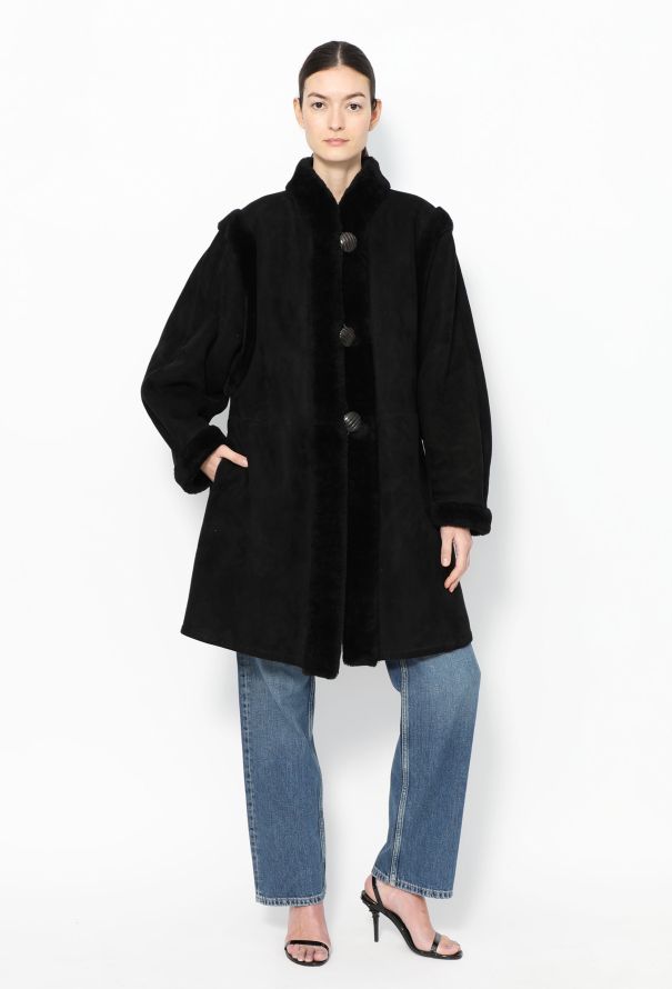 Saint Laurent Vintage Shearling Suede Coat - 5