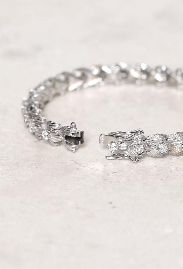 Vintage Fine Jewelry Antique 18k White Gold & Diamond Bracelet - 5